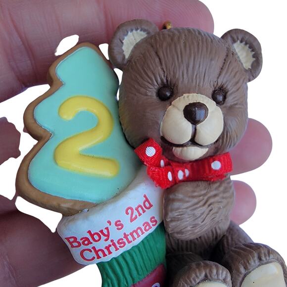 Vintage 1998 Baby's 2nd Christmas Ornament Teddy Bear & Stocking - Picture 9 of 10